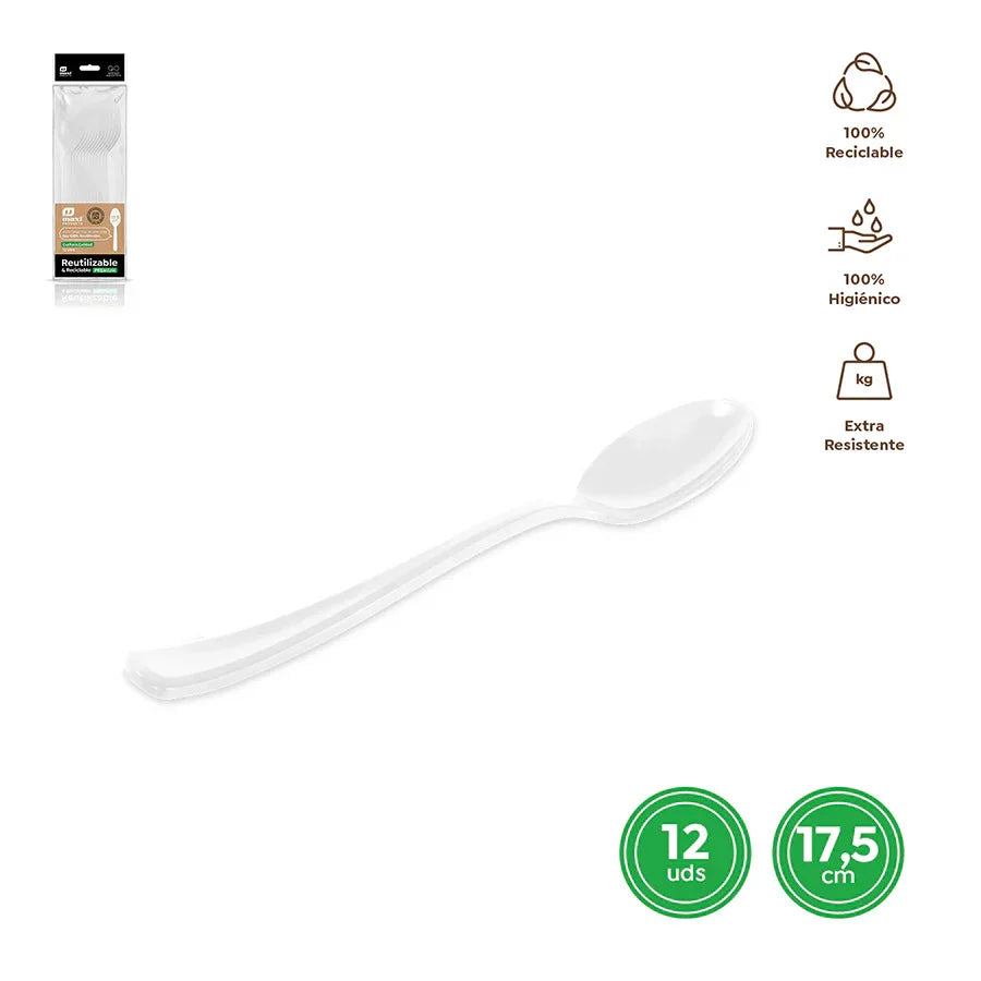 CUCHARA ALTA CALIDAD REUT. BLANCA 17,5CM - yupiparty