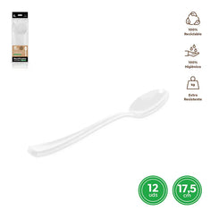 CUCHARA ALTA CALIDAD REUT. BLANCA 17,5CM - yupiparty