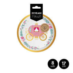 PLATO POSTRE CARTÓN PRINCESAS Ø17CM 8UDS - yupiparty