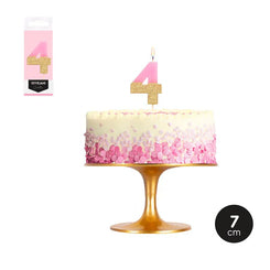 Vela N 4 Bicolor Rosa Pastel/Glitter/Oro - yupiparty