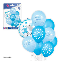 SET 9 GLOBOS IMP.ELEFANTES "ES UN NIÑO" - yupiparty