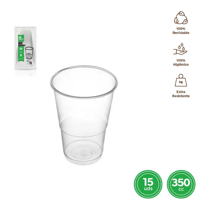 VASO IRROMPIBLE TRANSPARENTE 350CC PP 15 - yupiparty
