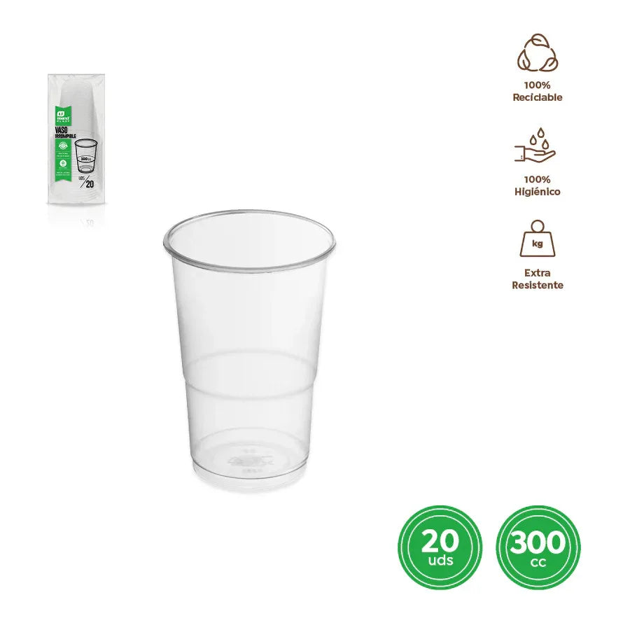 VASO IRROMPIBLE TRANSPARENTE 300CC PP 20 - yupiparty