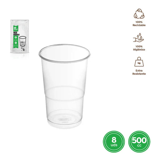 VASO IRROMPIBLE TRANSPARENTE 500CC PP 8 - yupiparty