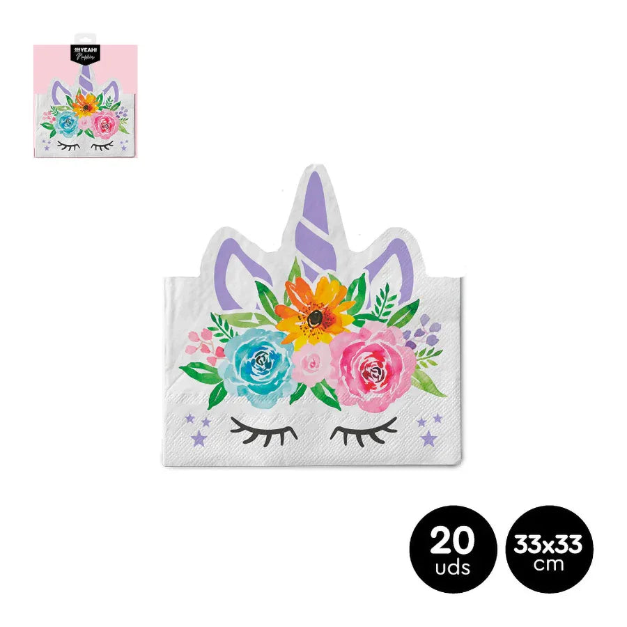 SERVILLETA 2C FORMA UNICORNIO 33X33CM PA - yupiparty