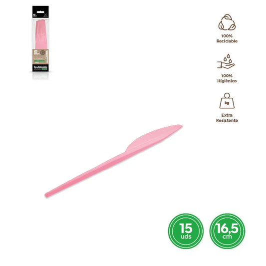 CUCHILLO REUTILIZABLE ROSA BABY 16,5CM P - yupiparty