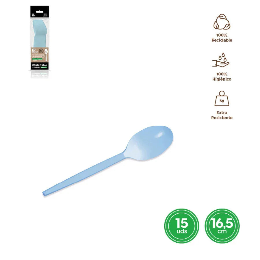 CUCHARA REUTILIZABLE AZUL BABY 16,5CM PS - yupiparty
