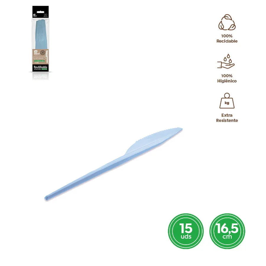 CUCHILLO REUTILIZABLE AZUL BABY 16,5CM P - yupiparty
