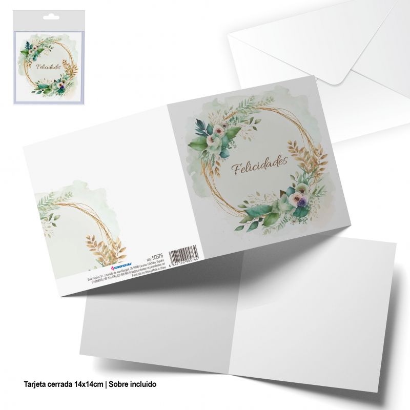 TARJETA FELICITACION CUADRO FLORES FELICIDADES
