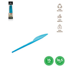 CUCHILLO REUTILIZABLE AZUL NUBE 16,5CM P - yupiparty