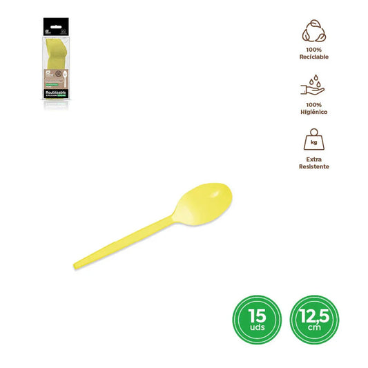 CUCHARITA REUTILIZABLE AMARILLA 12,5CM P - yupiparty