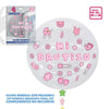 GLOBO BURBUJA+PEGATINAS BAUTIZO ROSA - yupiparty