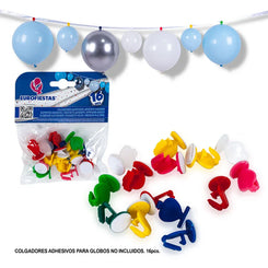COLGADORES ADHESIVOS PARA GLOBOS 16pc - yupiparty
