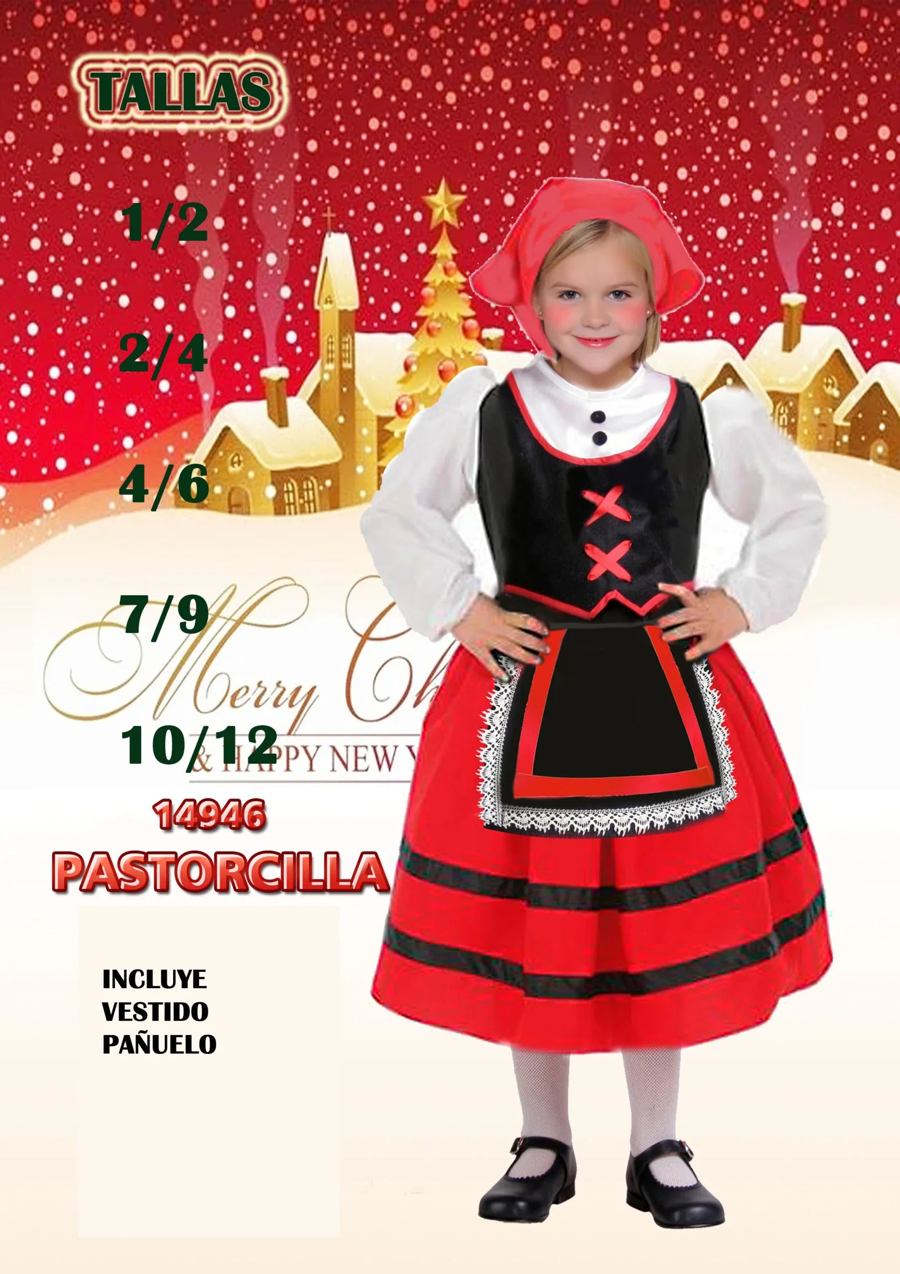 Disfraz de Pastora Bebé 1-2 Años - Traje Belén Navidad Completo - yupiparty