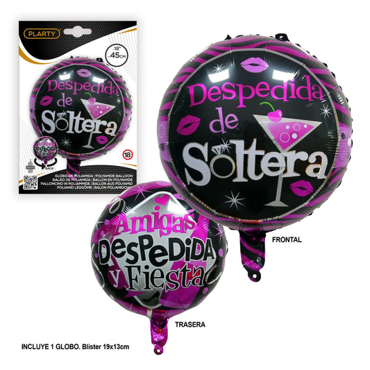PLARTY-GLOBO FOIL REDO.D.SOLTERA 45cm - yupiparty