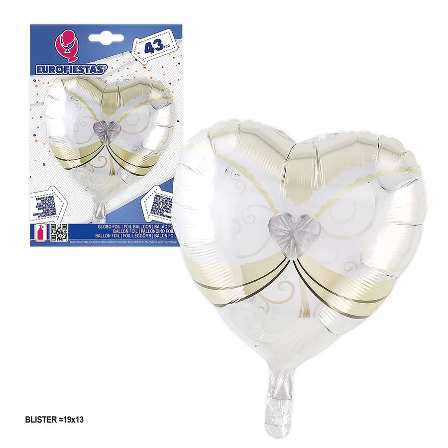 GLOBO CORAZON BLANCO TORSO NOVIA 43cm - yupiparty