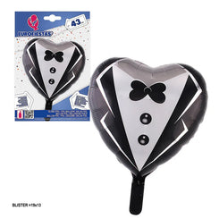 GLOBO CORAZON NEGRO TORSO NOVIO 43cm - yupiparty