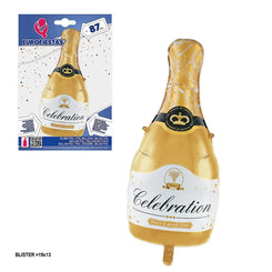 GLOBO CORAZON BOTELLA CAVA ORO 86x44cm - yupiparty