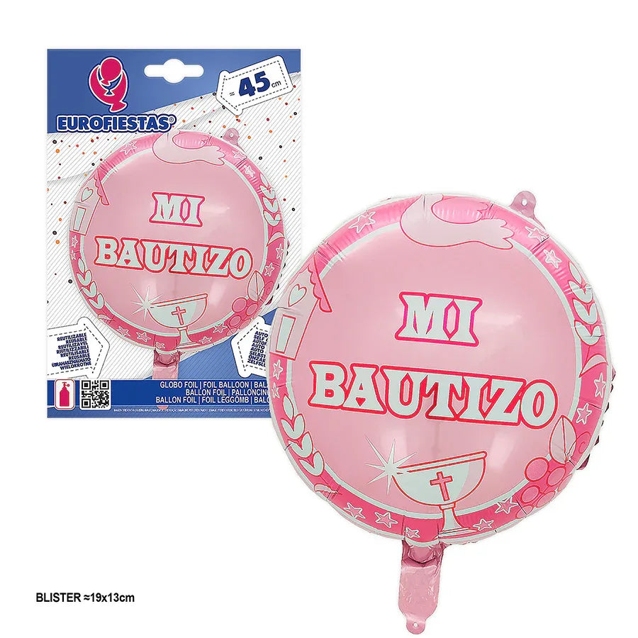 GLOBO FOIL RED.MI BAUTIZO ROSA 45cm PQ.1 - yupiparty