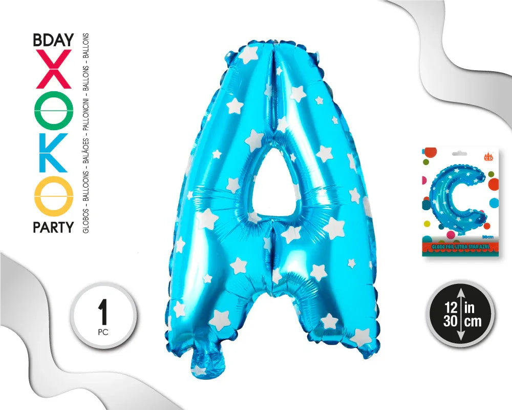 GLOBO FOIL AZUL ESTRELLAS 30 CMS A - yupiparty