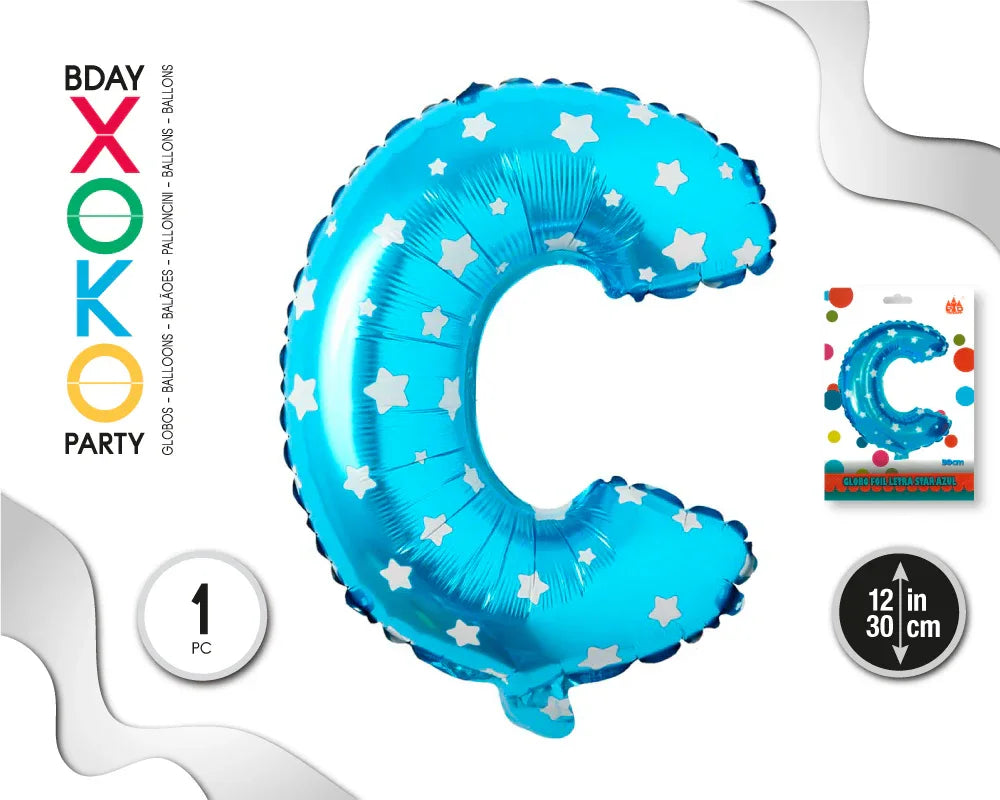 GLOBO FOIL AZUL ESTRELLAS 30 CMS C - yupiparty