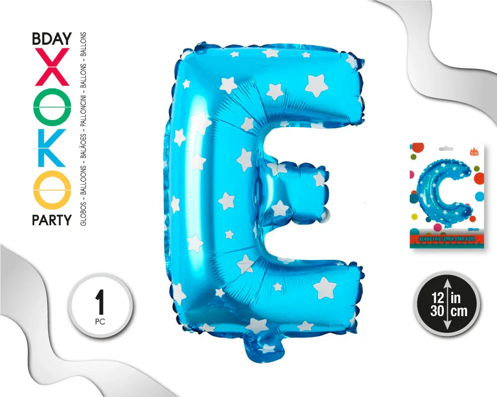 GLOBO FOIL AZUL ESTRELLAS 30 CMS E - yupiparty