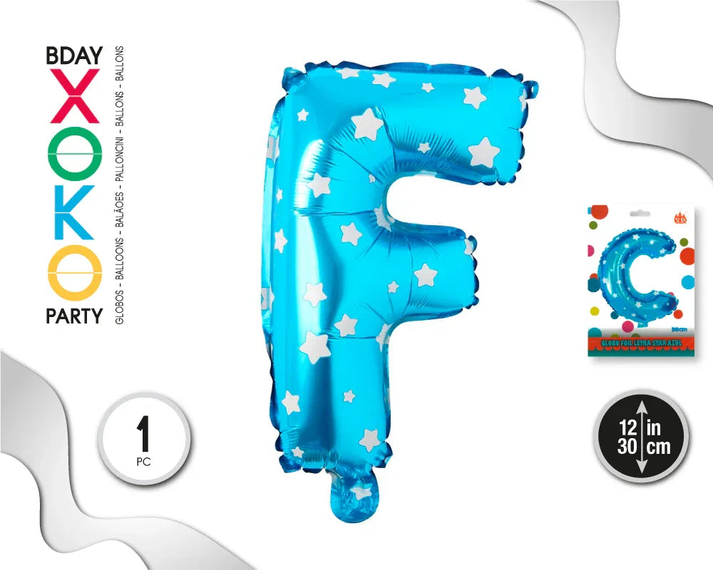 GLOBO FOIL AZUL ESTRELLAS 30 CMS F - yupiparty