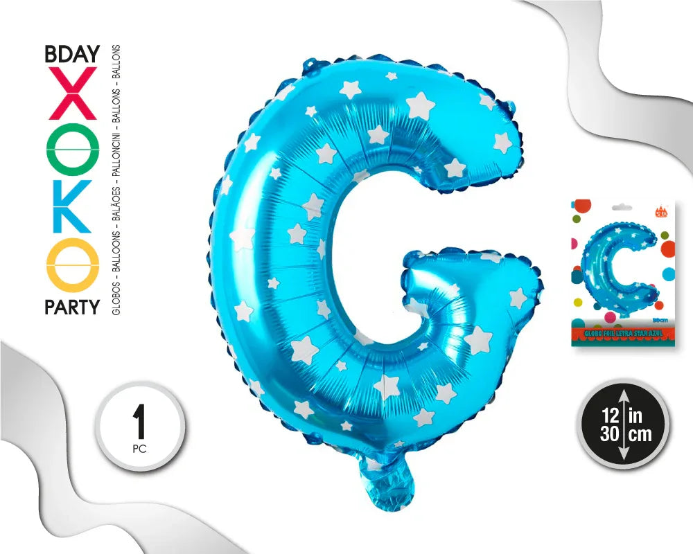 GLOBO FOIL AZUL ESTRELLAS 30 CMS G - yupiparty