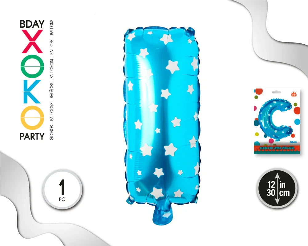 GLOBO FOIL AZUL ESTRELLAS 30 CMS I - yupiparty