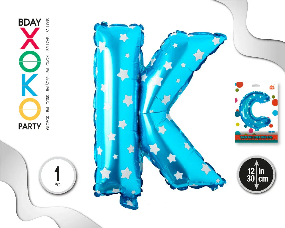 GLOBO FOIL AZUL ESTRELLAS 30 CMS K - yupiparty