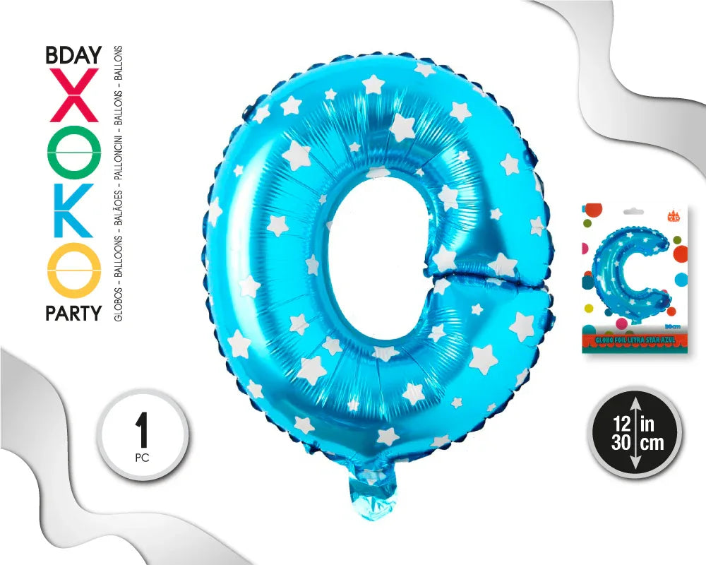 GLOBO FOIL AZUL ESTRELLAS 30 CMS O - yupiparty