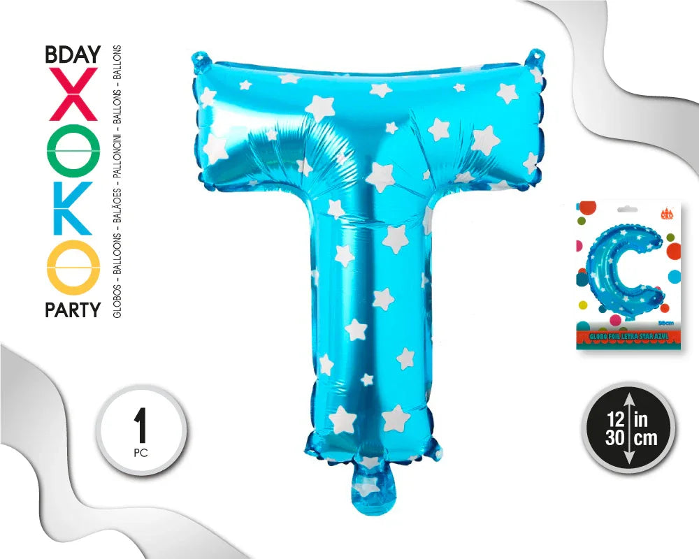 GLOBO FOIL AZUL ESTRELLAS 30 CMS T - yupiparty