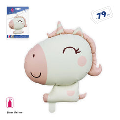 GLOBO FOIL UNICORNIO KAWAII ROSA 79cm - yupiparty