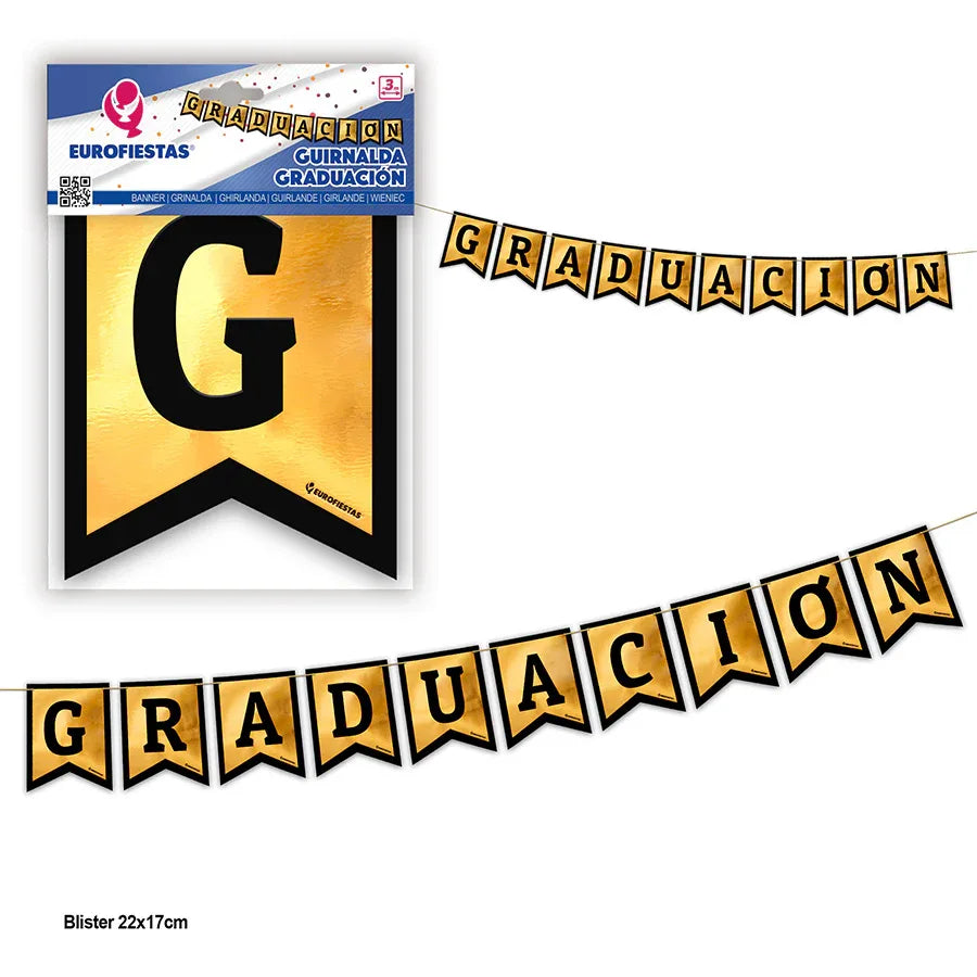 GUIRNALDA GRADUACIÓN ORO/NEGRO - yupiparty