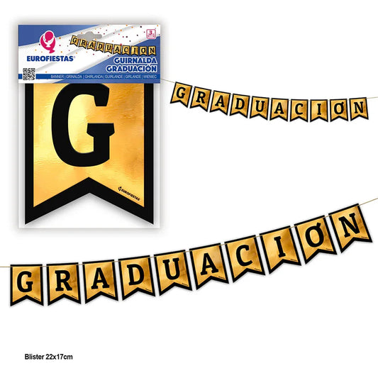 GUIRNALDA GRADUACIÓN ORO/NEGRO - yupiparty