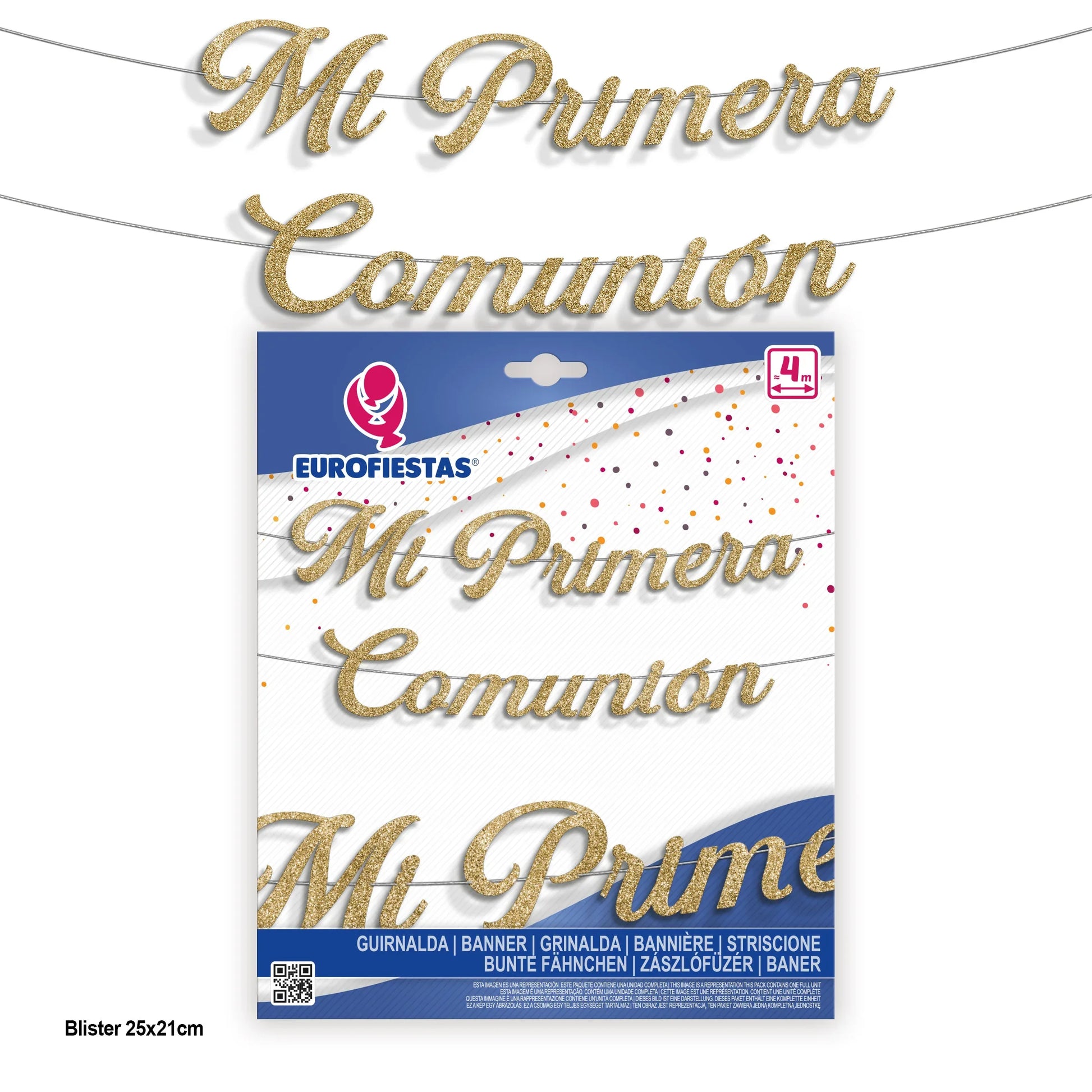 GUIRNALDA COMUNIÓN PURPURINA ORO - yupiparty