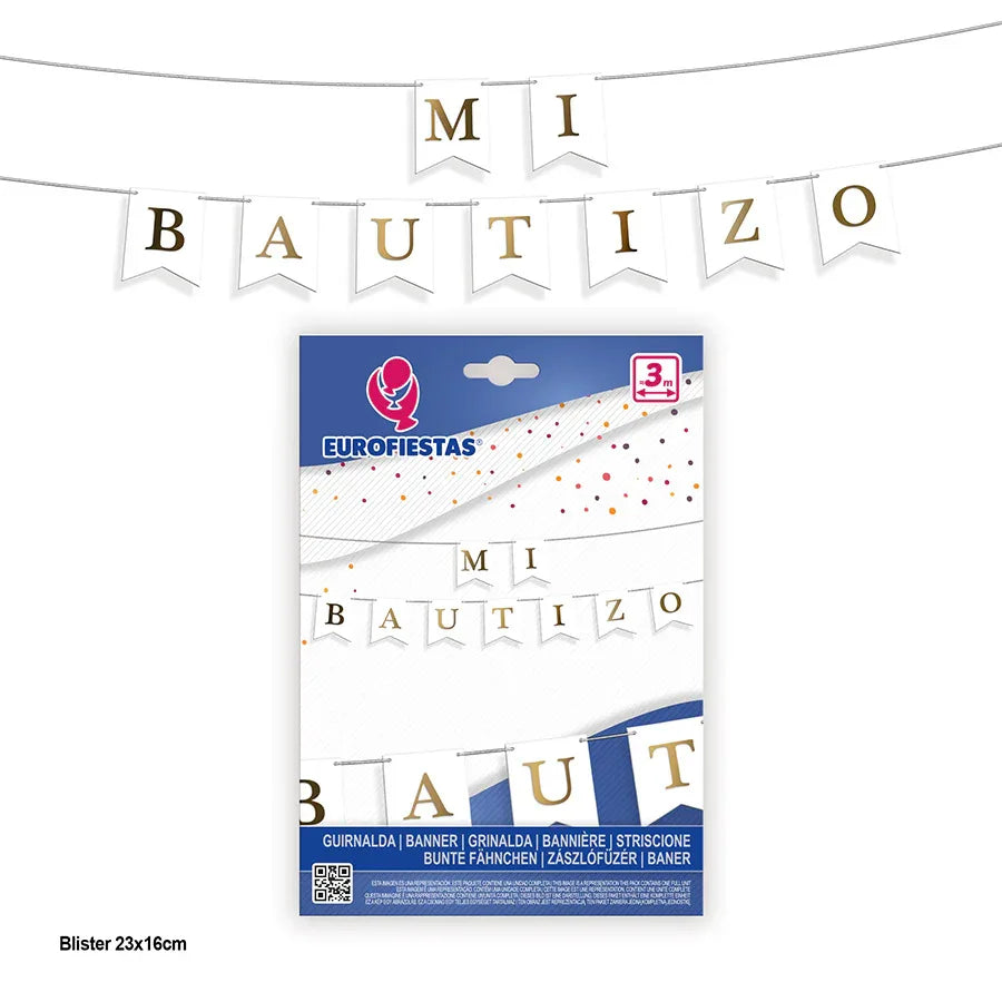 GUIRNALDA MI BAUTIZO BLANCA/ORO - yupiparty