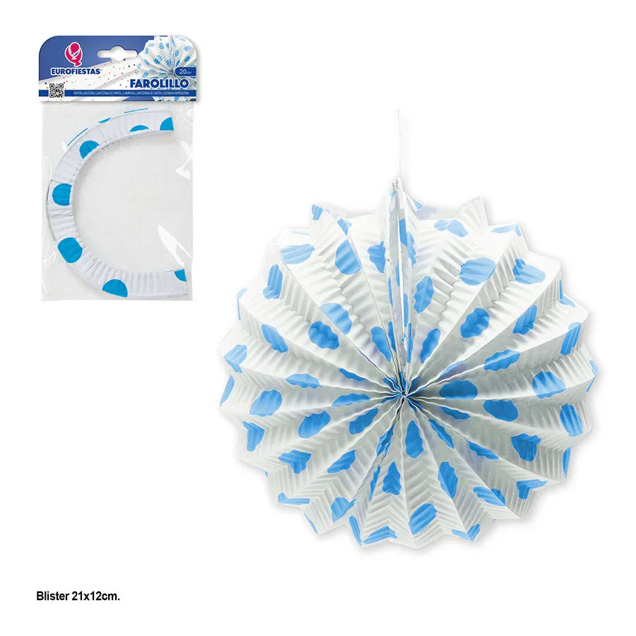 FAROLILLO BLANCO LUNARES AZULES - yupiparty