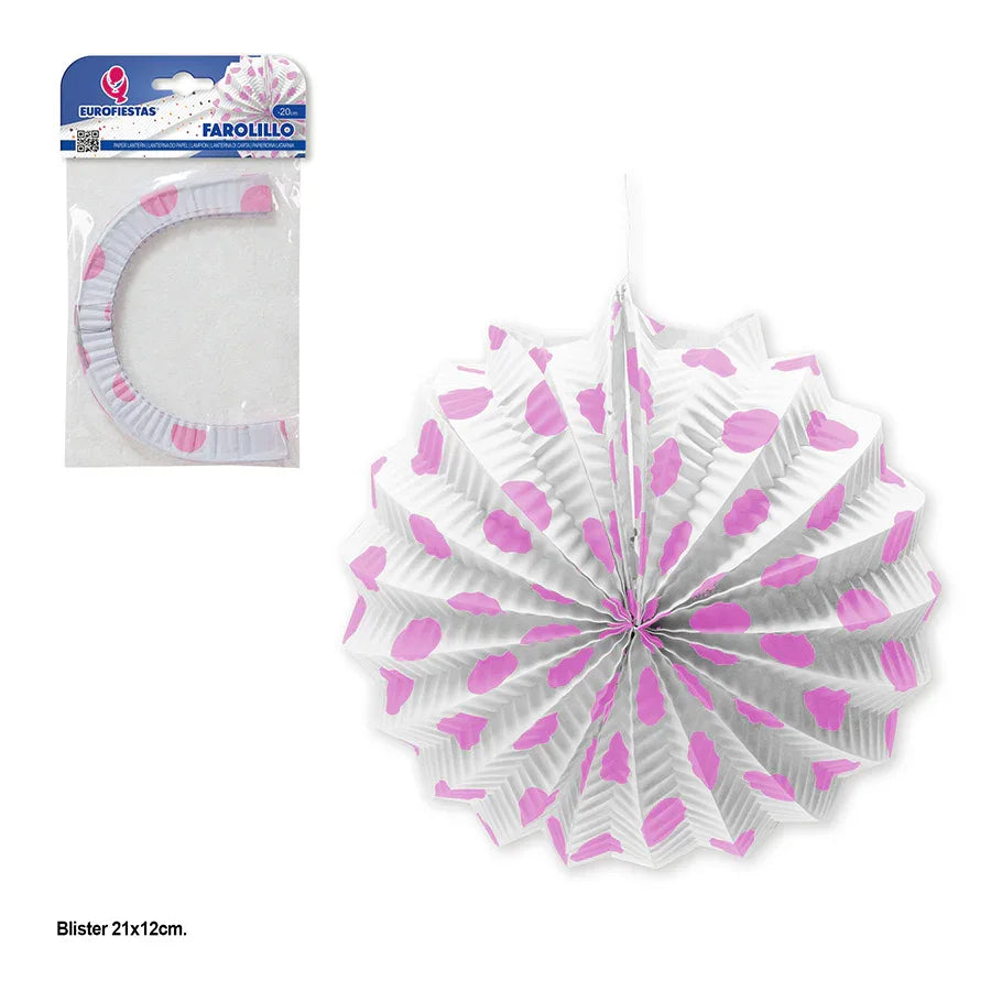 FAROLILLO BLANCO LUNARES ROSA CLARO - yupiparty