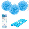 COLGANTE POMPON 3U 20CM*CELESTE - yupiparty