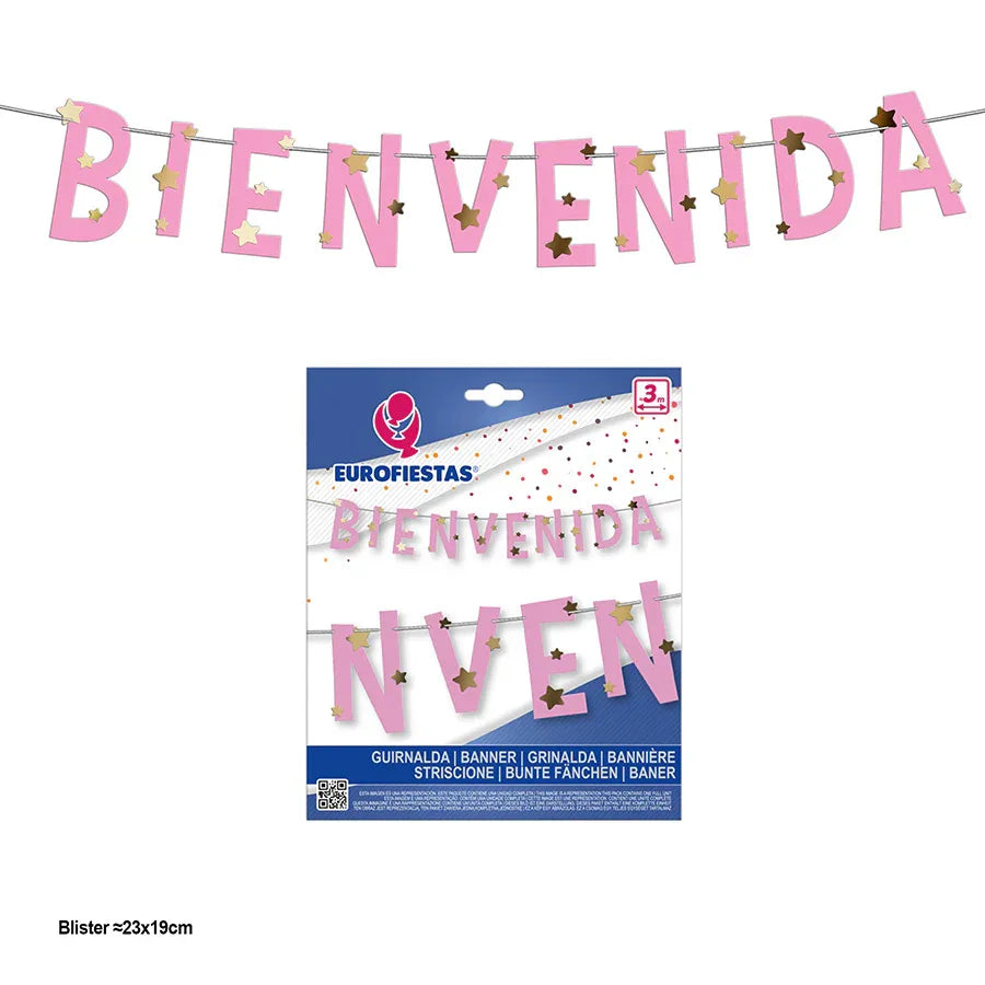 GUIRNALDA BIENVENIDA ROSA ESTRELL.ORO - yupiparty