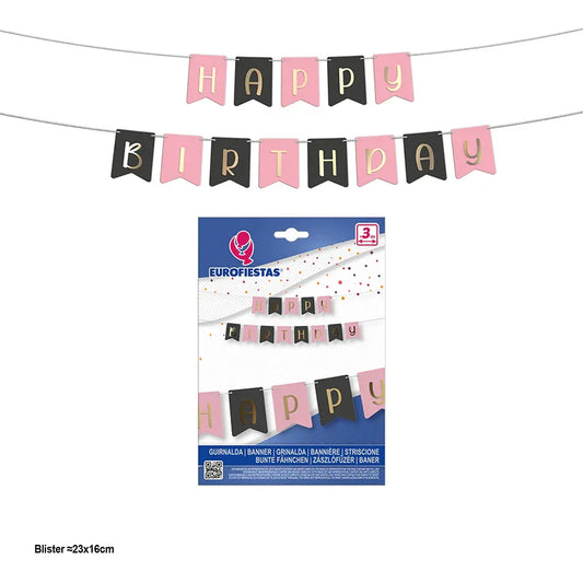 GUIRNALDA H.BIRTH.ROSA/GRIS LETRA ORO - yupiparty