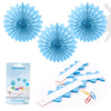 COLGANTE ABANICO CELESTE*3-20cm. PQ.12U - yupiparty