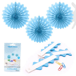 COLGANTE ABANICO CELESTE*3-20cm. PQ.12U - yupiparty
