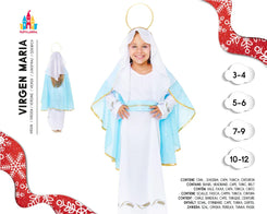 Disfraz Virgen María Infantil 10-12 Años - Traje Belén Navidad Completo - yupiparty