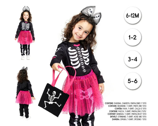 BABY GIRL ESQUELETO TUTU FUCSIA 3-4 - yupiparty