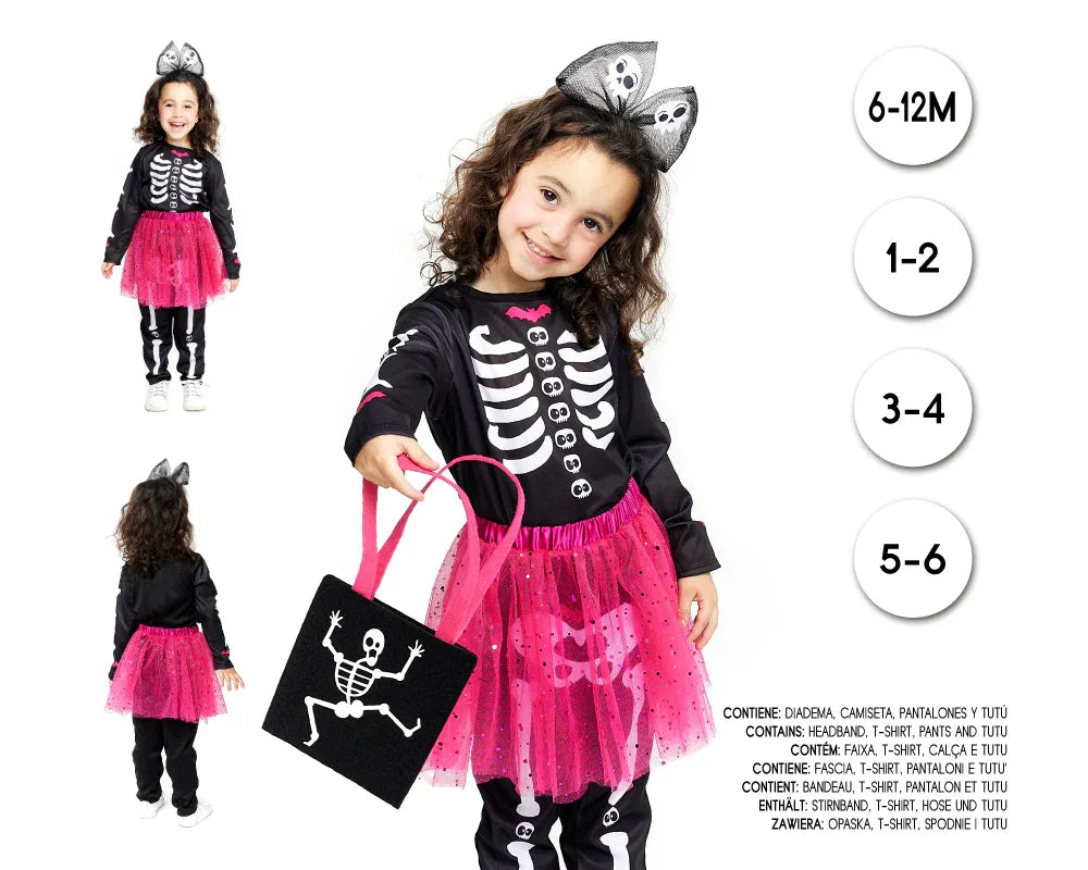 BABY GIRL ESQUELETO TUTU FUCSIA 5-6 - yupiparty