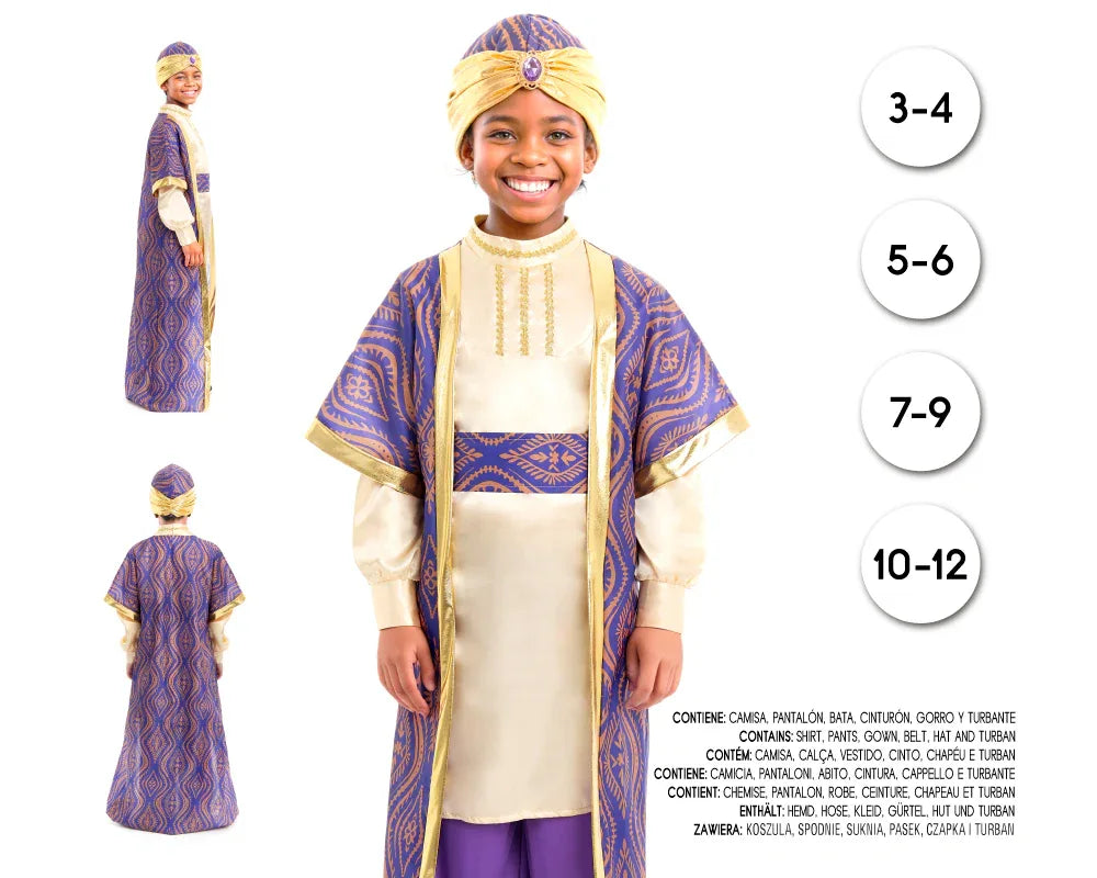 Disfraz Rey Mago Baltasar Infantil 7-9 Años - Traje Completo Navidad - yupiparty