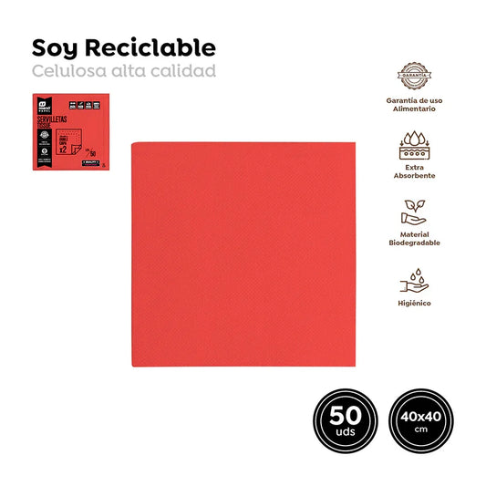 Servilleta Punta Punta Roja 40x40Cm Pape - yupiparty