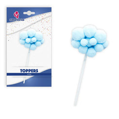 TOPPER NUBE POMPONES AZUL - yupiparty